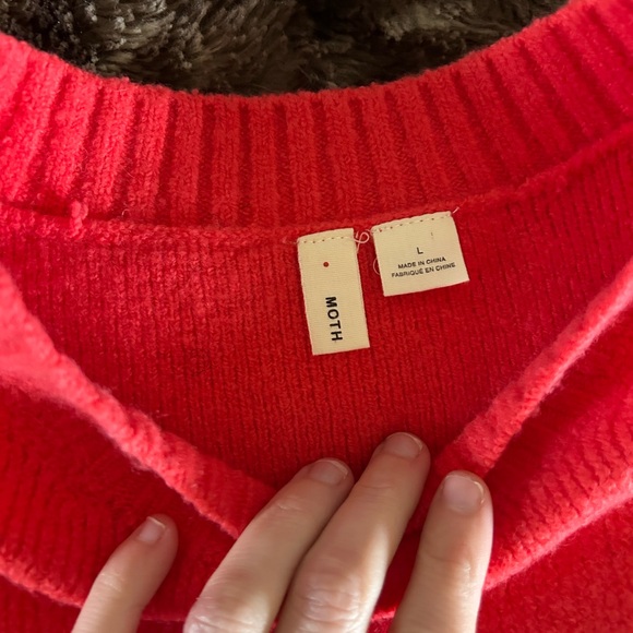 Moth Bright Coral Crew Neck Sweater - Picture 3 of 6